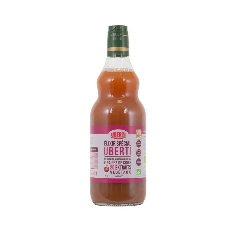 Apple Cider Vinegar Elixir With 20 Plant Extracts Uberti Organic - 75cl, MOULIN DES MOINES