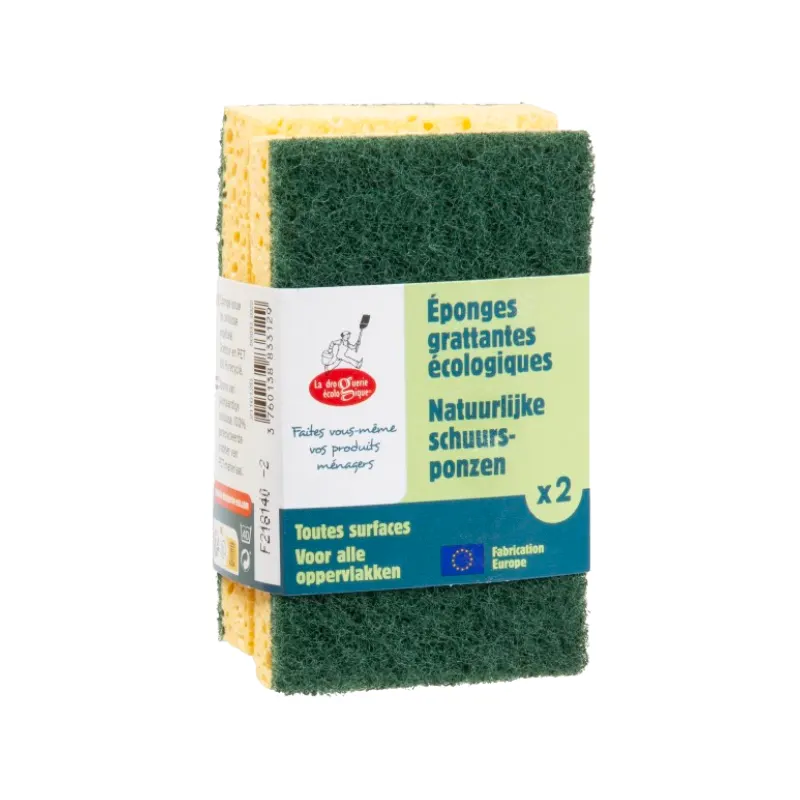 Eco Scouring Sponges Green 2-Pack (in display), LA DROGUERIE ECOLOGIQUE