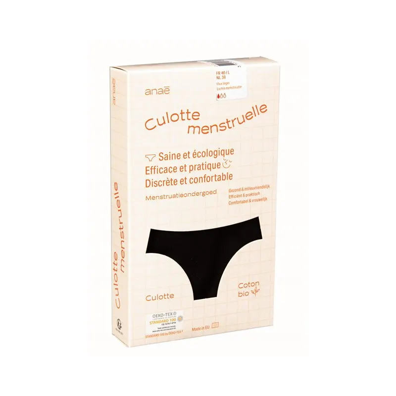 Black Moderate Flow Menstrual Briefs Size 44, ANAE