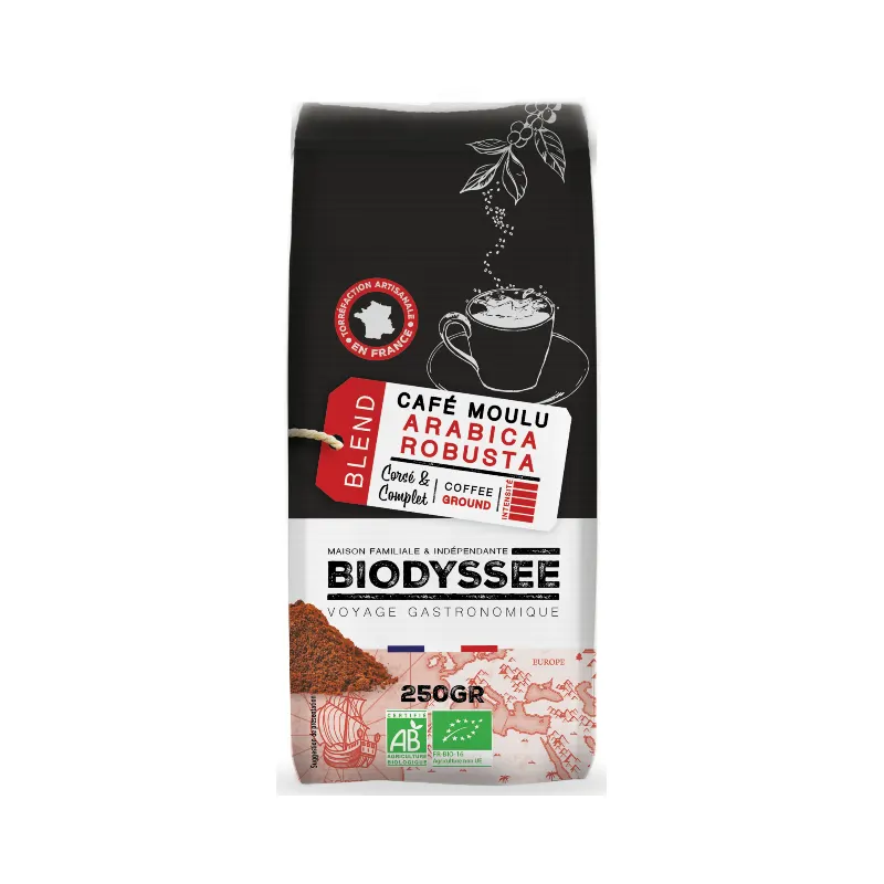 Ground Arabica Robusta Coffee 250g, BIODYSSEE