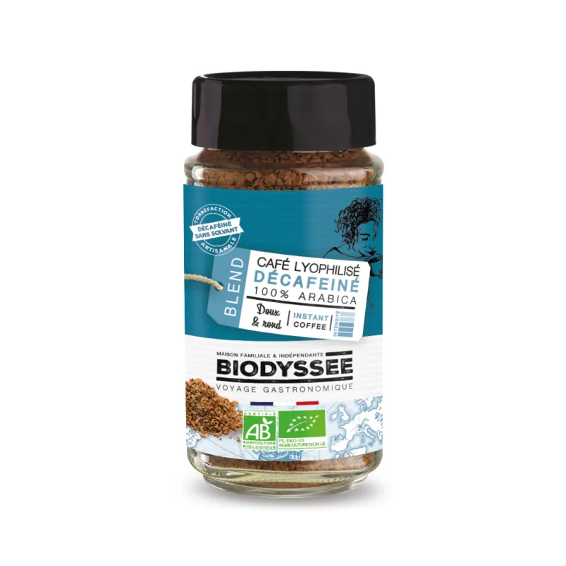 Decaffeinated Freeze-Dried 100% Arabica Coffee 100g, BIODYSSEE