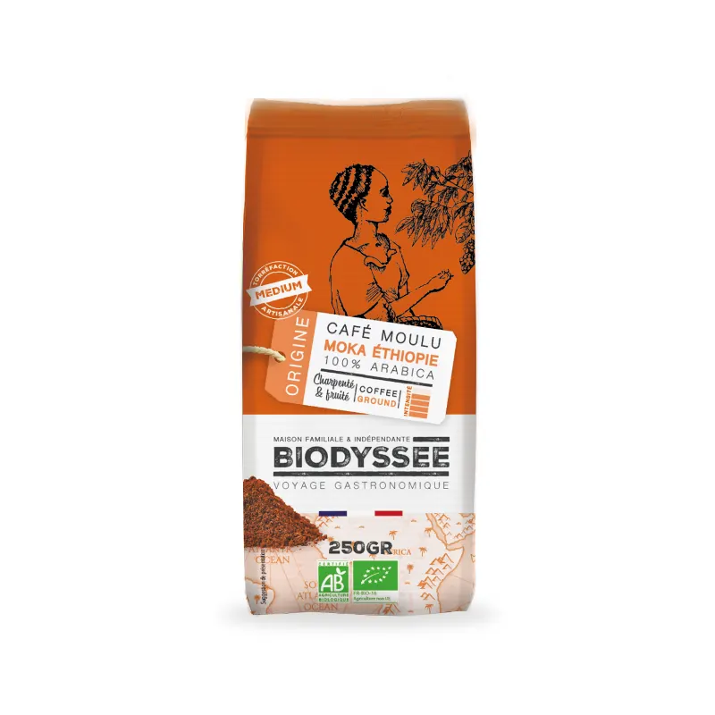 100% Ethiopia Mocha Pure Origin Ground Coffee 250g, BIODYSSEE
