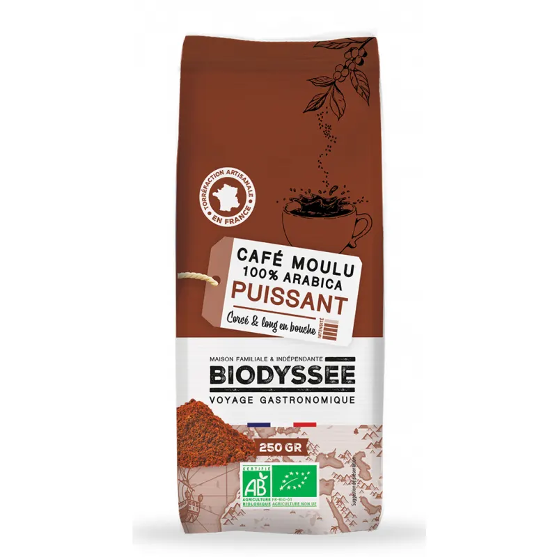 100% Arabica Ground Coffee Strong 250g, BIODYSSEE