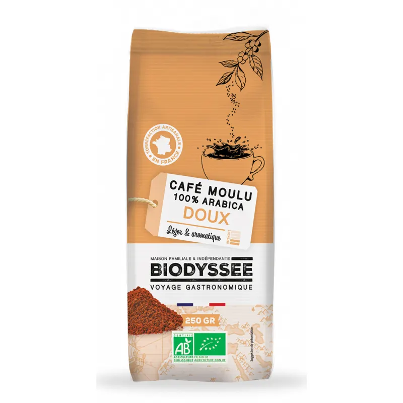 100% Arabica Ground Coffee Mild 250g, BIODYSSEE