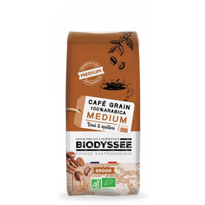 100% Arabica Coffee Beans Medium 250g, BIODYSSEE