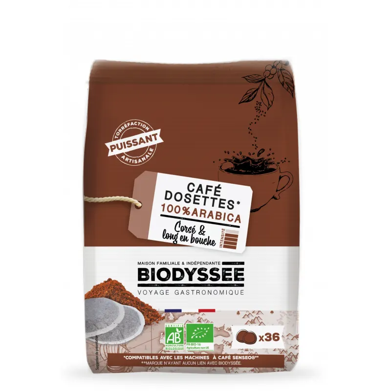 Strong Italian 100% Arabica Coffee Pods Compatible SENSEO 36x8g, BIODYSSEE