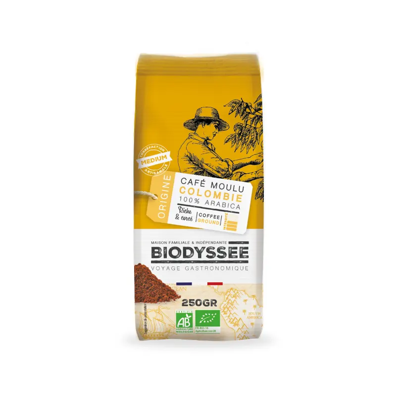 100% Colombia Pure Arabica Ground Coffee 250g, BIODYSSEE