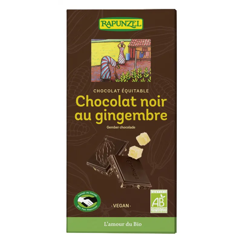 Dark Chocolate With Candied Ginger 80g, RAPUNZEL