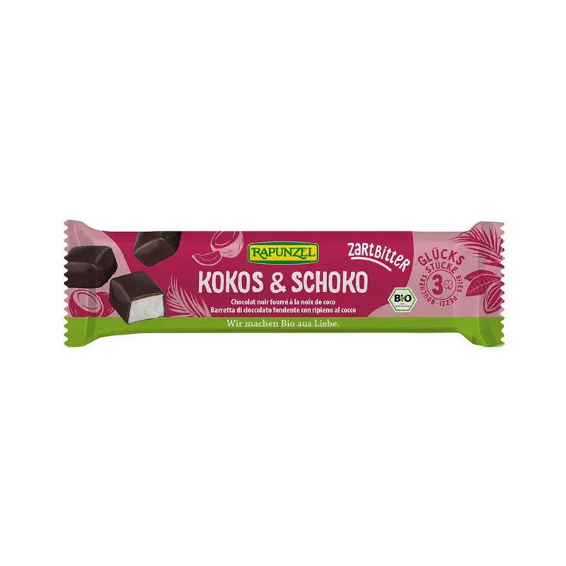 Dark Chocolate Filled With Coconut, 3 Bites 50g, RAPUNZEL
