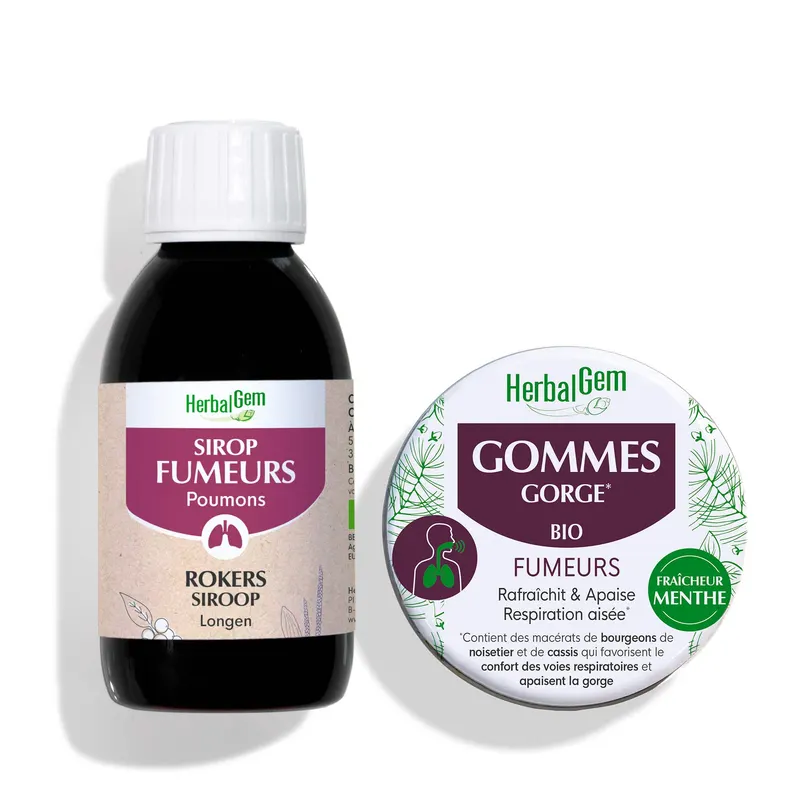 Smokers Duo Syrup 250ML + Throat Gummies 45 GR, HERBALGEM