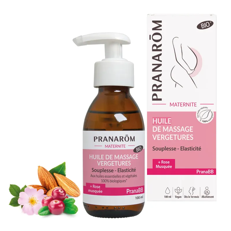 Maternity Pranabb Stretch Mark Massage Oil Organic 100 ML, PRANAROM