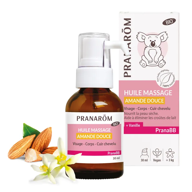 Pranabb Sweet Almond Massage Oil Organic 30 ML, PRANAROM