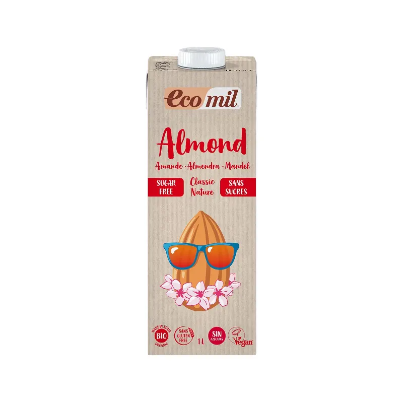 Organic Almond Milk Classic Unsweetened 1l, ECOMIL
