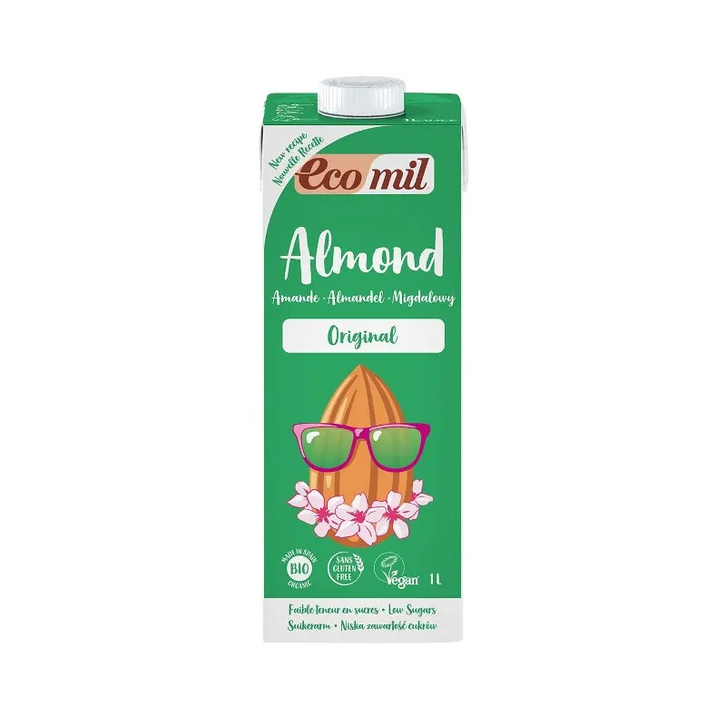 Organic Almond Milk Original With Agave Syrup 1l, ECOMIL