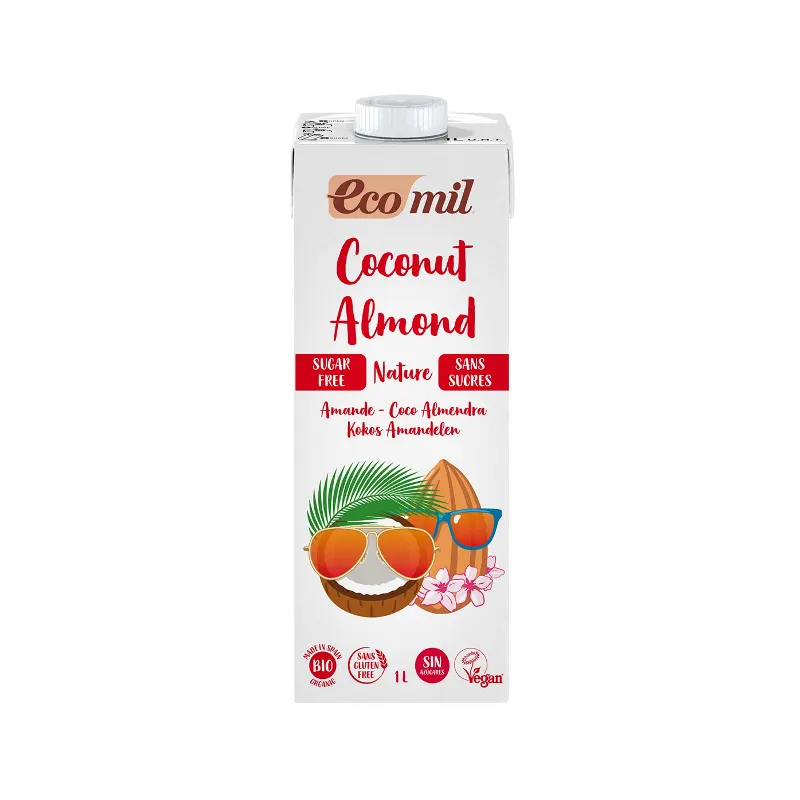 Organic Coconut Almond Milk Unsweetened 1l, ECOMIL
